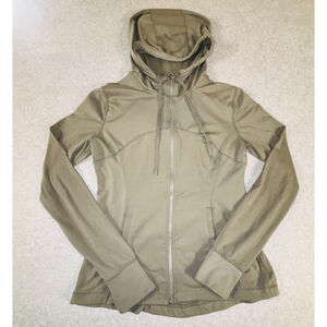 Love Tree Womens Large Olive Green Zip Hoodie Athletic Yoga Jacket Stretch